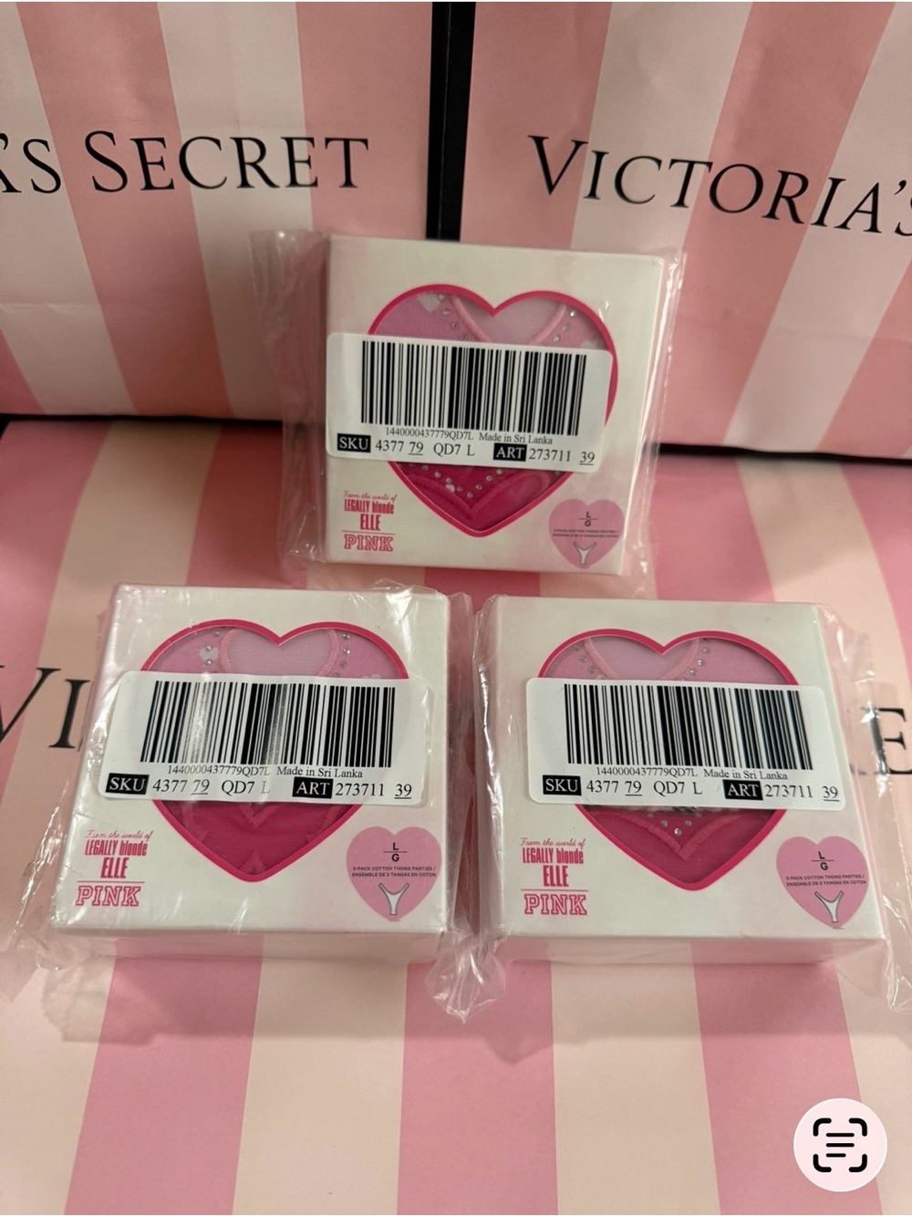Victoria's Secret Pink
Legally Blonde Elle Cotton Thong Panties 3-Pack Large